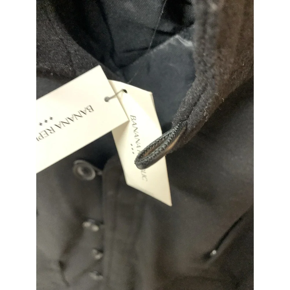 Banana Republic Large Men's Loop Button Jacket $280 Black Wool Winter‎ Coat